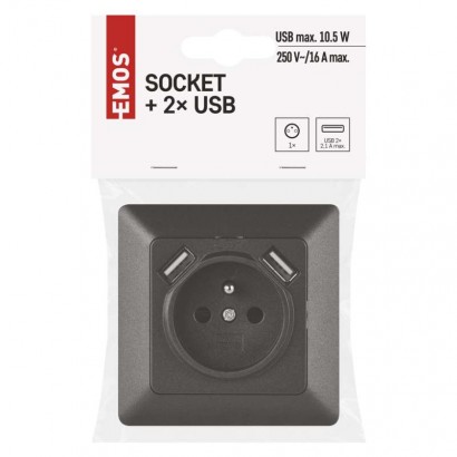 1zás. s 2xUSB 2,1A antracit