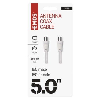 Kábel anténny koaxial 5m biely